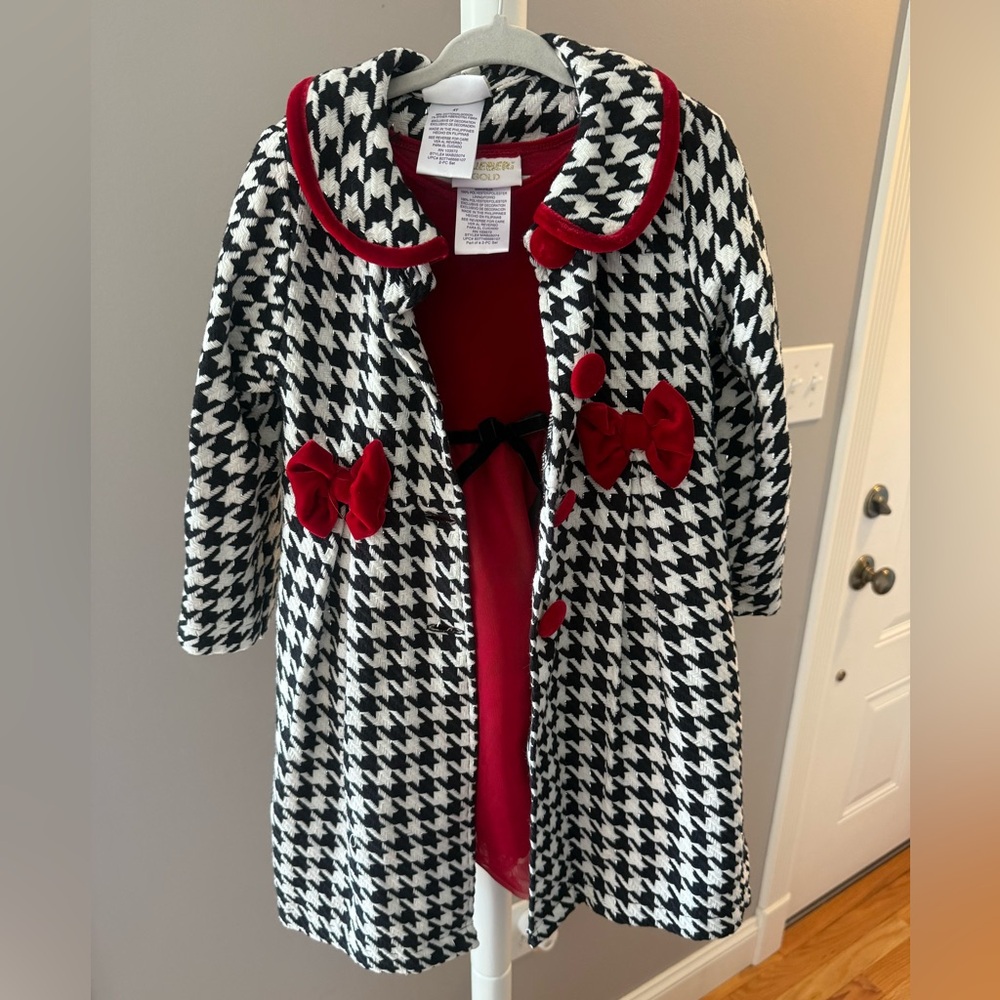 Black and Red Pea Coat Dress with Classic Style